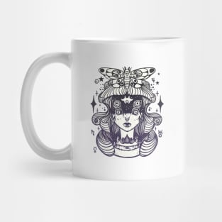 Weird Witch Girl With Quadruple Eyes And Death Head Moth Mug